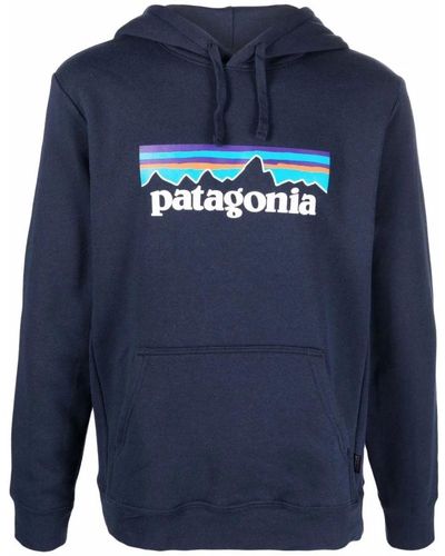 Patagonia Felpa con cappuccio e stampa logo - Blu