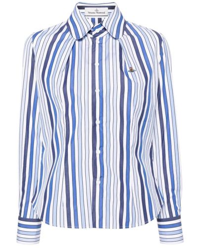 Vivienne Westwood Camisa de algodón a rayas azul