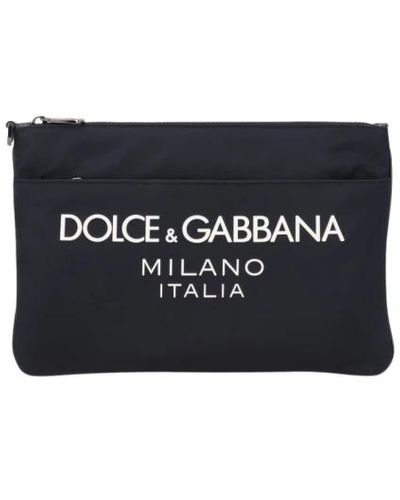 Dolce & Gabbana Blaue logo pouch mit reißverschluss - Schwarz