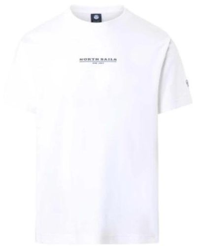 North Sails Bio-baumwoll-t-shirt mit kurzen ärmeln und rundhalsausschnitt - Weiß