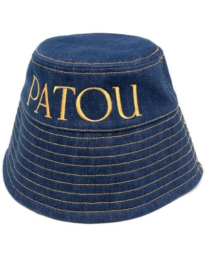 Patou Cappello bucket denim con logo ricamato - Blu