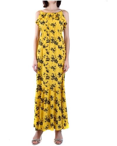 Michael Kors Ruffled Floral-print Crepe Midi Dress - Yellow
