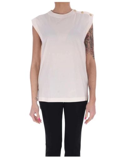 Liviana Conti E ärmellose Bluse mit seitlichen Knöpfen - Weiß