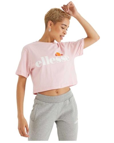 Ellesse Kurzes rosa logo print t-shirt - Rot