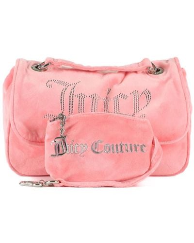 Juicy Couture Borsa a spalla in velluto kimberly flap - Rosa