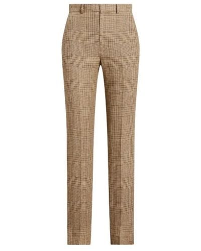 Polo Ralph Lauren Pantaloni stampati in tweed di lino prince of wales - Neutro