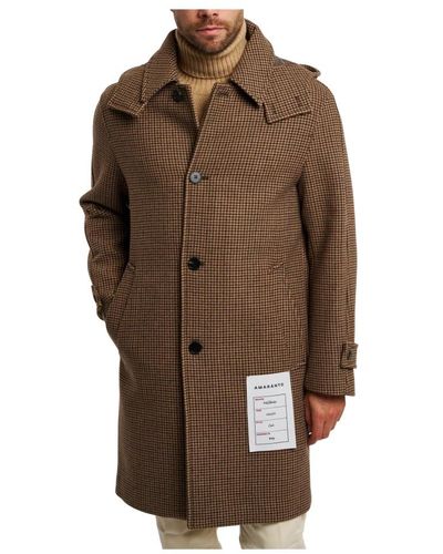 Amaranto Cappotto in misto lana con cappuccio staccabile - Marrone
