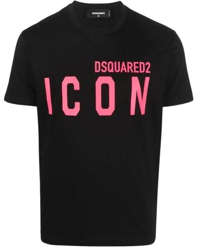 DSquared² Icon print t-shirt in schwarz und fuchsia