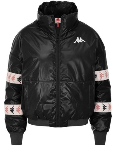 Kappa Giacca da con collo alto full zip in woven. banda con logo omini con colori alternati applicata sulle maniche. logo omini - Nero