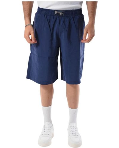 FAMILY FIRST Lässige bermuda-shorts aus cupro - Blau