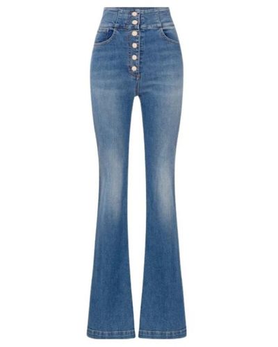 Elisabetta Franchi High-waist palazzo jeans - Blau