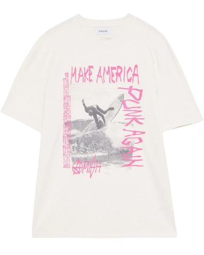 AMISH Punk surf baumwolle t-shirt - Weiß
