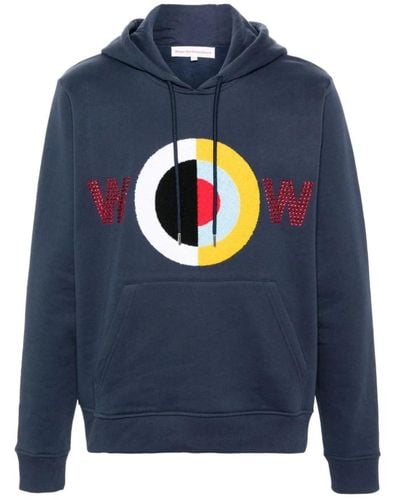 Walter Van Beirendonck Dunkelblauer mehrfarbiger print oversized hoody