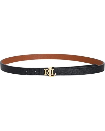 Ralph Lauren Cinturón reversible de mujer con placa de logotipo - Marrón