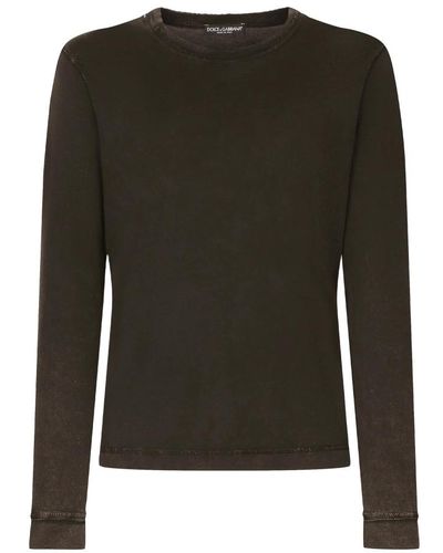 Dolce & Gabbana Schwarzer rundhalsausschnitt langarm-sweatshirt - Grün
