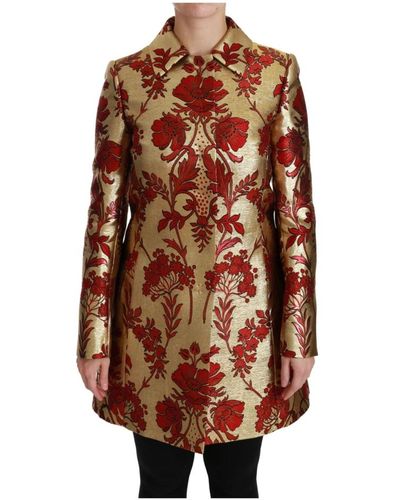Dolce & Gabbana Cape-Manteljacke aus Rot mit Blumuster - Mehrfarbig