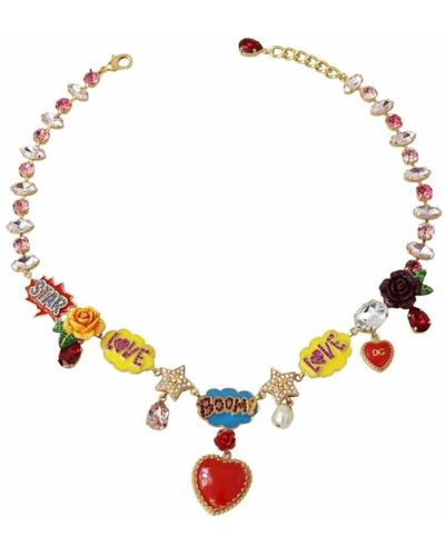Dolce & Gabbana Love star crystal charm necklace chain - Marrón