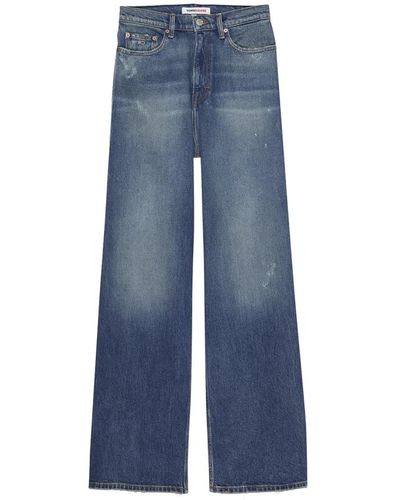 Tommy Hilfiger Jeans gamba larga da donna - denim scuro - Blu