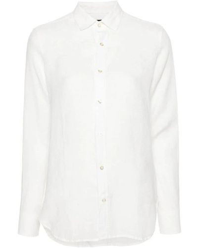 Peuterey Camisa blanca de lino con cuello clásico - Blanco
