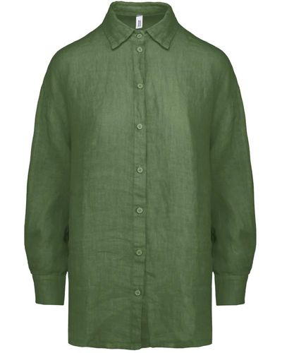 Bomboogie Camisa de lino de corte holgado - Verde