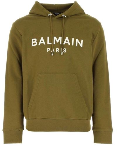 Balmain Olive green stretch cotton sweatshirt - Verde