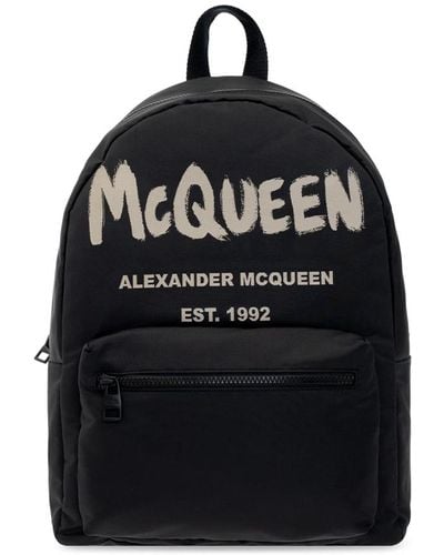 Alexander McQueen Metropolitan-Rucksack mit Graffiti-Logo - Schwarz