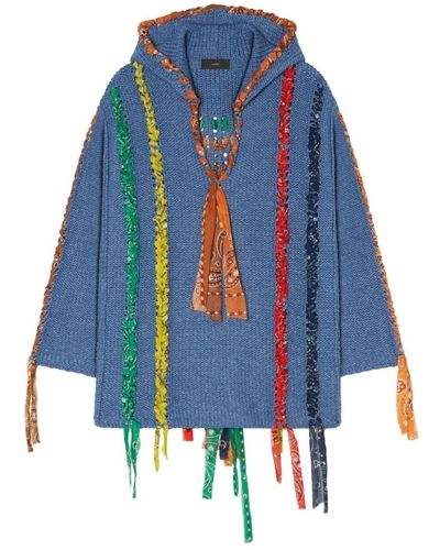 Alanui V-Neck Knitwear - Blue