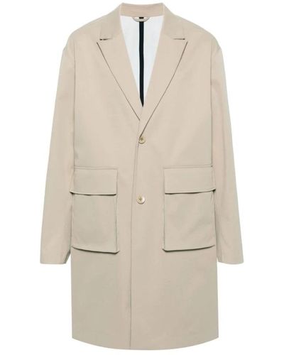 Calvin Klein Single-Breasted Coats - Natural