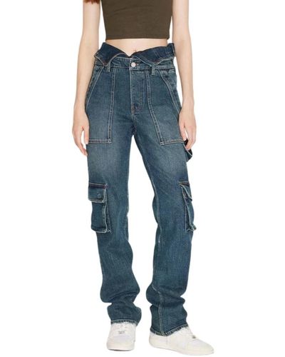 Miss Sixty Jeans stile cargo vintage con cerniera laterale e doppia vita - Blu