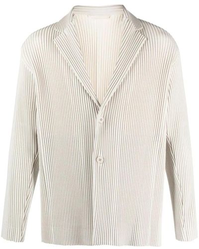 Issey Miyake Off- plissierter blazer - Weiß