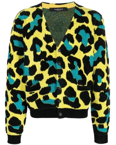 Versace Wov leopard maglione - Verde