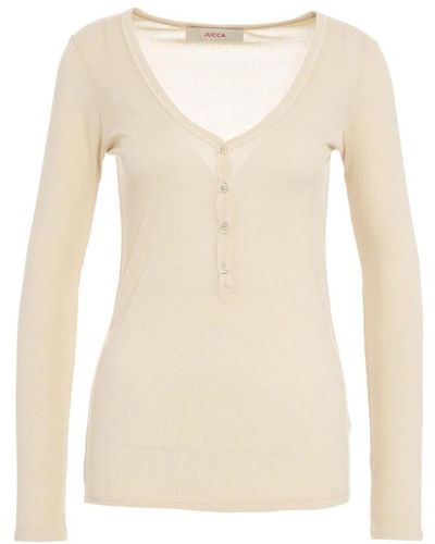 Jucca Long Sleeve Tops - Natural