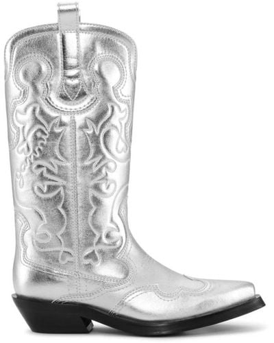 Ganni Cowboy Boots - Gray