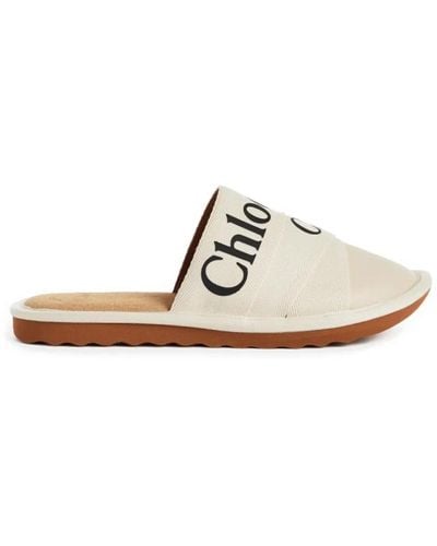Chloé Woody logo slippers sandalen - Natur