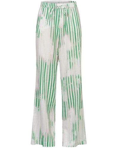 Lala Berlin Pantalones anchos a rayas translúcidas - Verde