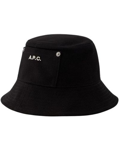 A.P.C. Schwarzer baumwoll-bucket hat