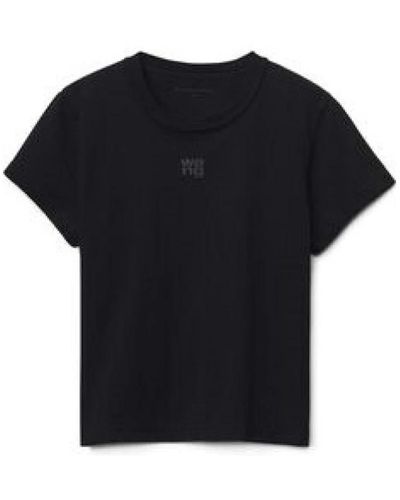 Alexander Wang Camiseta shrunken negra con estampado de logo - Negro