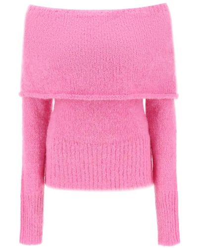 Saks Potts Off shoulder sweater aus weicher mohairmischung - Pink