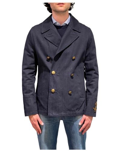 Sealup Double-Breasted Coats - Blue