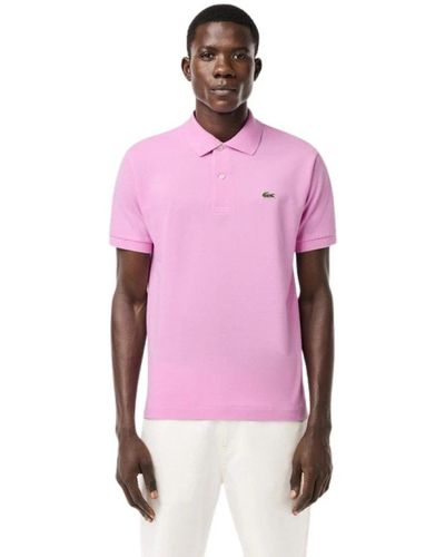 Lacoste Short Sleeved Ribbed Collar Shirt - Pink
