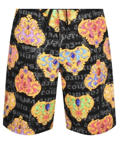Versace Cuore couture pantaloncini da bagno neri - Multicolore