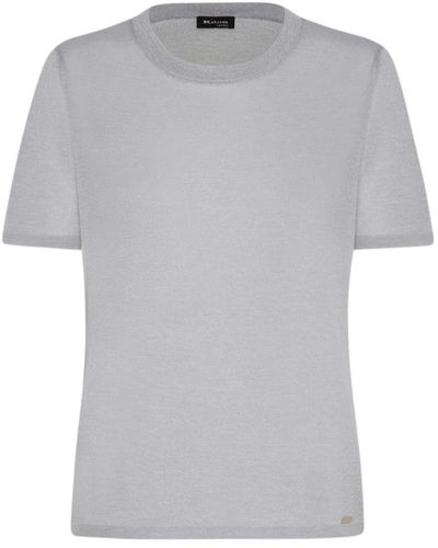 Kiton Seiden rundhals strick t-shirt - Grau
