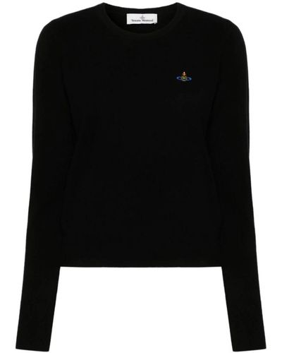 Vivienne Westwood Jersey negro de lana y cachemira con logo orb