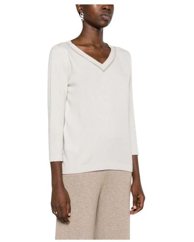 Fabiana Filippi V-Neck Knitwear - Natural