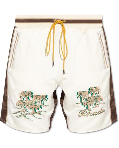 Rhude Shorts in raso con logo - Metallizzato