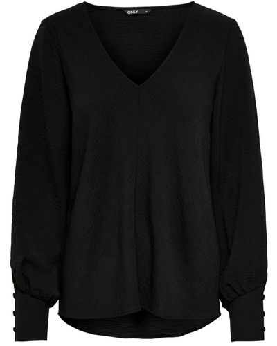 ONLY Blusa negra con escote en v - mujer otoño/invierno - Negro