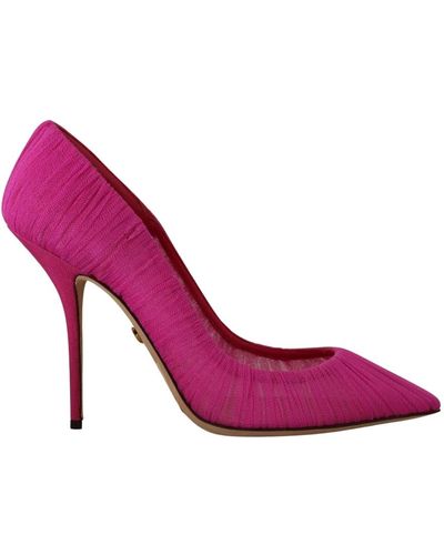 Dolce & Gabbana Rosa Tüll Stiletto High Heels Pumps Schuhe - Pink