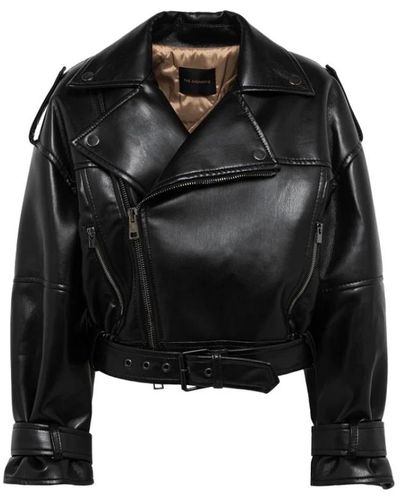 ANDAMANE Oversized biker-style giacca in pelle - Nero