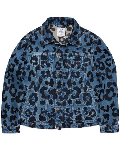 Zoe Karssen Hold up leopard embroidery denim jacket - Blu