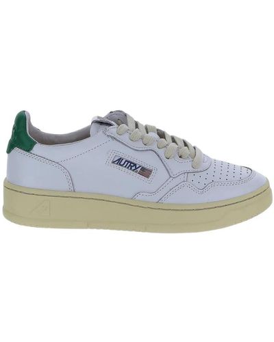 Autry Weiße low top sneakers mit grünem tag - Blau